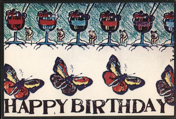 Happy Birthday butterflies and drinks Jack Loo Xerox Art