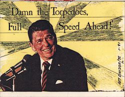 Ronald Reagan Political Collage Art Postcard