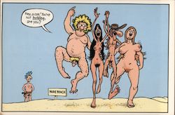 Nude Beach: Hey a cop! You're not holding are you? Postcard