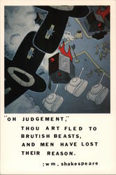 "OH JUDGEMENT", THOU ART FLED TO BRUTISH BEASTS, AND MEN HAVE LOST THEIR REASON. :wm . shakespeare Modern Ed Askew Postcard Post Postcard