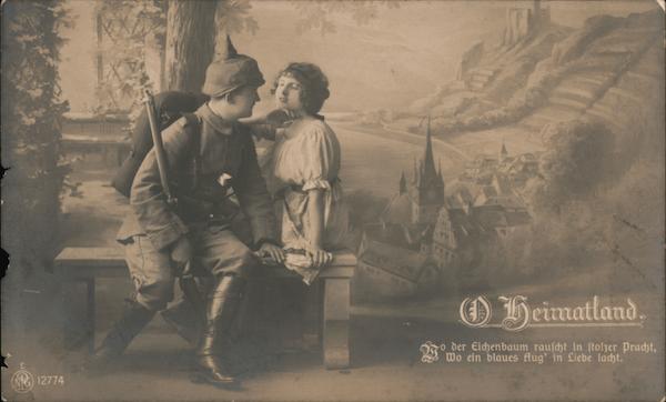 Woman With Soldier on Bench Couples