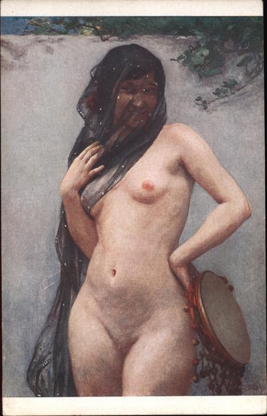 Nude Woman With Black Cloth Over Face Gachucha Guillaume Seignac