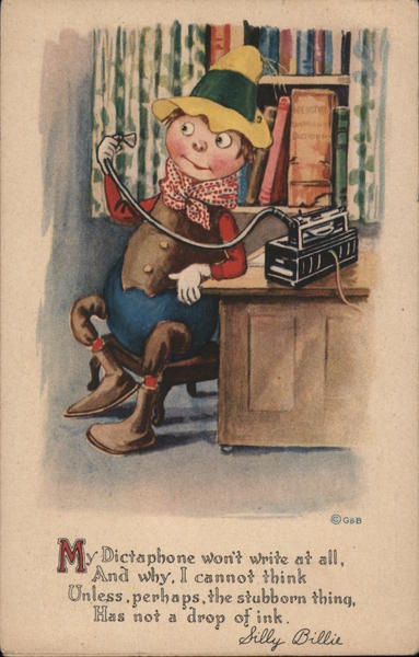 Man Using Dictaphone Comic, Funny