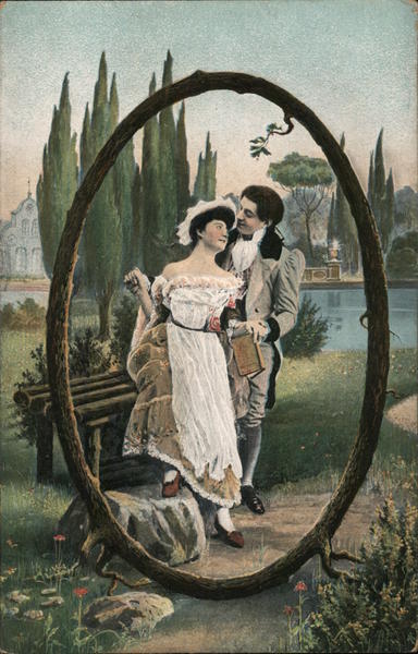 Couple Holding Hands in Letter O Made from Tree Trunk