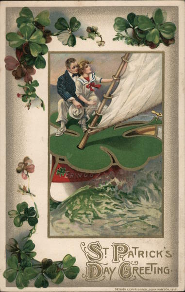 St. Patrick's Day Greeting -- Couple on a Sailboat