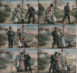 Set of 6 German WWI Soldier/Romance Cards "Abschied des Kriegers" Postcard