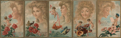 Lot of 5: Fantasy Series #57 Woman with Cherubs Postcard