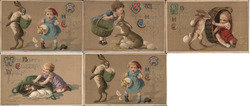 Set of 4 Easter Children with Bunnies Schmucker/Freixas? Postcard