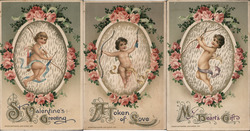 Set of 3 Cupids, Schmucker? Postcard
