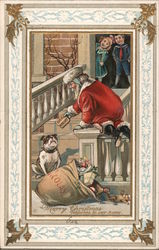 Santa gives puppy a treat Postcard