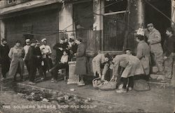 The soldier's barber shop and gossip England World War I Postcard Postcard Postcard