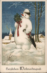 German Snowman Postcard