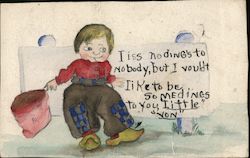 Hand Drawn Dutch Boy Postcard