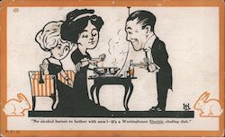 Woman Cooking in Westinghouse Chafing Dish Postcard