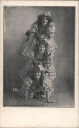 Three Woman on Top of One Another Postcard