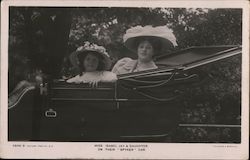 Miss Isabel Jay & Daughter on Their Spyker Car Postcard