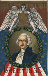 July Fourth Greeting President George Washington Postcard