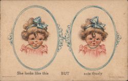Good and Bad Side of Little Girl Postcard