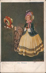 Two Girls at Church Charles Twelvetrees Postcard Postcard Postcard