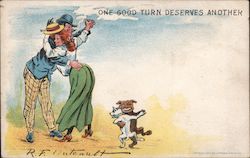 Couple Dancing:One Good Turn Deserves Another Couples R. F. Outcault Postcard Postcard Postcard