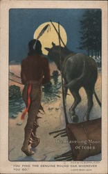 The Traveling October Moon - Round Oak Stoves Doe-Wah-Jack Postcard