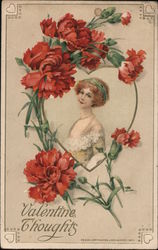 Valentine Thoughts Woman in Heart Frame Postcard