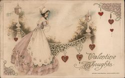 Valentine Thoughts Woman on Balcony Postcard
