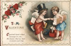 To My Valentine Two Cupids Delivering Mail Ellen Clapsaddle Postcard Postcard Postcard