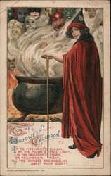 The Halloween Cauldron In The Firelight's Gleam, By The Moon's Pale Light, In The Cauldron's Steam Postcard