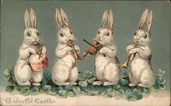 A joyful waster - bunny musical With Bunnies Postcard Postcard Postcard