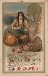 Best Wishes For a Joyful Thanksgiving Indians Samuel L. Schmucker Postcard Postcard Postcard