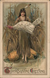 Thanksgiving Greeting Indians Samuel L. Schmucker Postcard Postcard Postcard