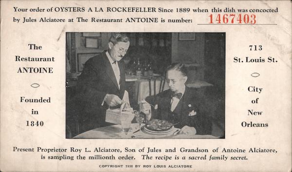 Oysters Rockefeller - The Restaurant Antoine New Orleans Louisiana