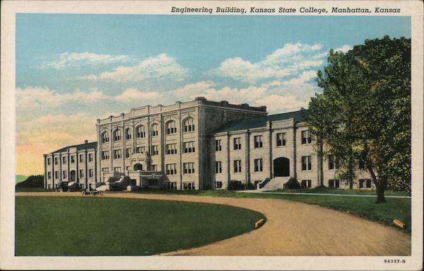Engineering Building at Kansas State College Manhattan, KS Postcard