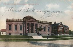 Public Library and Franklin School Postcard