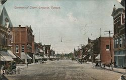 Looking Along Commercial Street Emporia, KS Postcard Postcard Postcard