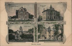Old High, Phillips, Second Ward, and Central Schools Salina, KS Postcard Postcard Postcard