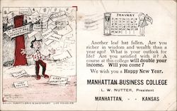 Happy New Year Manhattan Business College Postcard