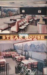 Kim's Steakhouse, View Inside and Out, Finest American & Chinese Food Postcard
