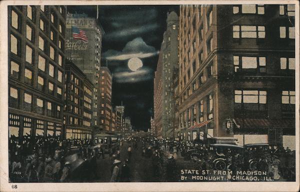 State St. from Madison by Moonlight Chicago Illinois
