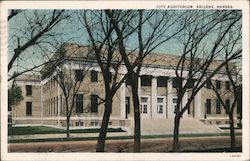 City Auditorium Surrounded by Trees Postcard