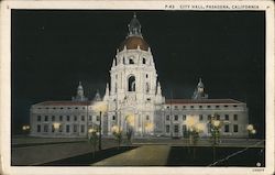City Hall at Night Pasadena, CA Postcard Postcard Postcard