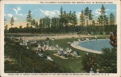 The Children's Playground and Wading Pool in Woodland Park Postcard