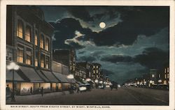 Main Street, South From Eighth Street, By Night Postcard