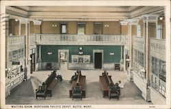 Waiting Room, Northern Pacific Depot Postcard
