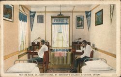 Private Room, St. Joseph's Hall - St. Benedict's College Atchison, KS Postcard Postcard Postcard