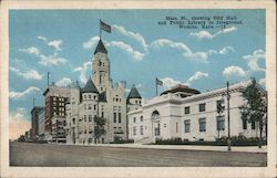 Main Street - City Hall and Public Library Wichita, KS Postcard Postcard Postcard