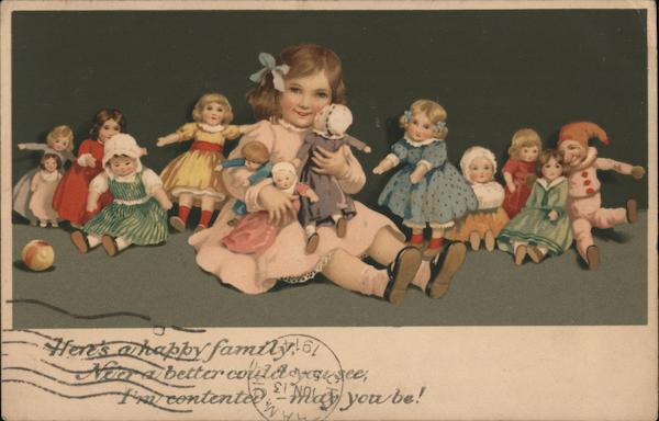 Little girl with dolls