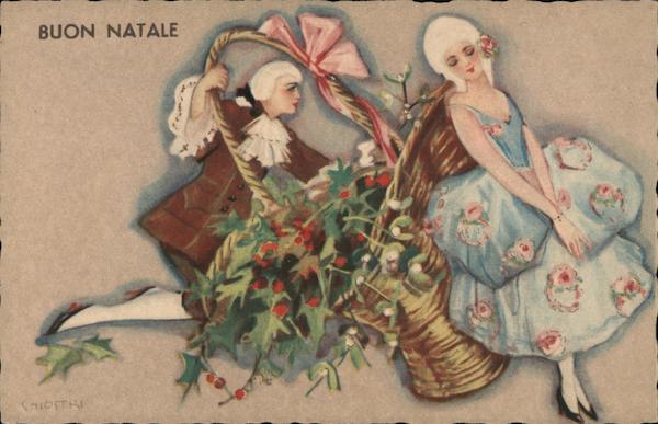 Buon Natale - Colonial French Costumes, Basket of Holly