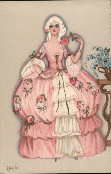 Fashion Plate of Woman in Pink Dress Sofia Chiostri